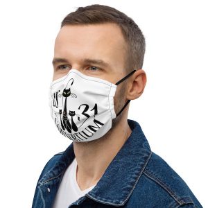 1031 consortium all over print premium face mask black on white